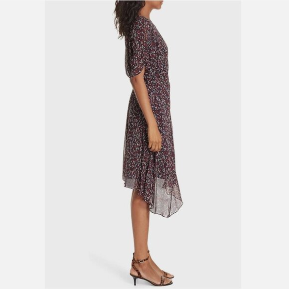 Joie Nancilea 100% Silk Dress Large Asymmetric Print Keyhole Chiffon Lined $398 - Picture 7 of 14